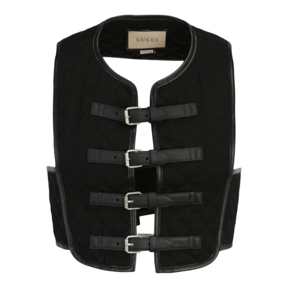 Gucci Quilted Gabardine Gilet Black Mens